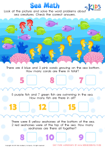 Sea Math Worksheet: Free Printable PDF for Kids